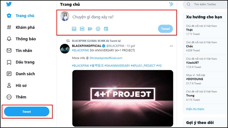 Cách viết tweet mới