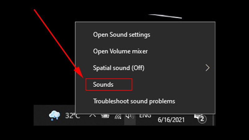 Truy cập Sounds để thiết lập