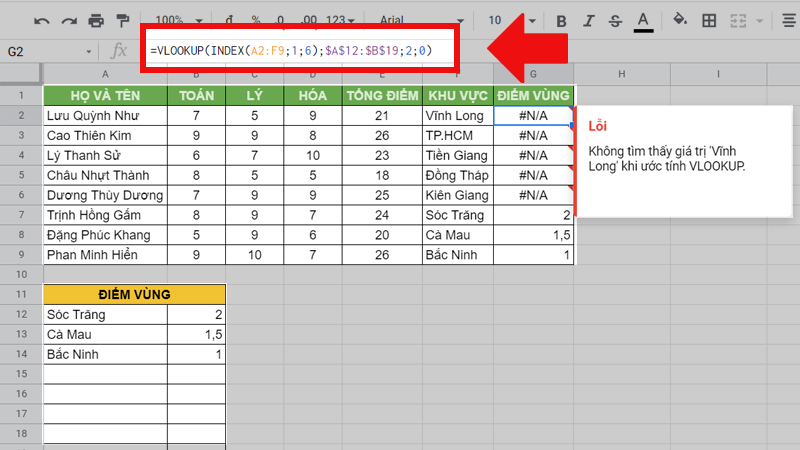 [Video] Cách kết hợp hàm INDEX và hàm VLOOKUP trong Google Sheet ...