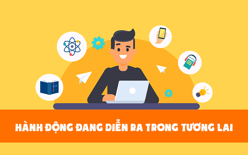 Dùng thì tương lai tiếp diễn với hành động đang diễn ra tại thời điểm xác định trong tương lai