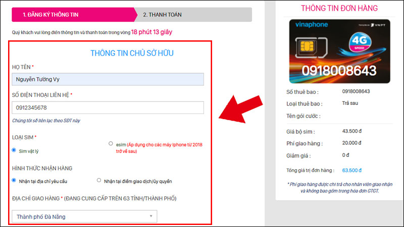 Điền các thông tin cần thiết