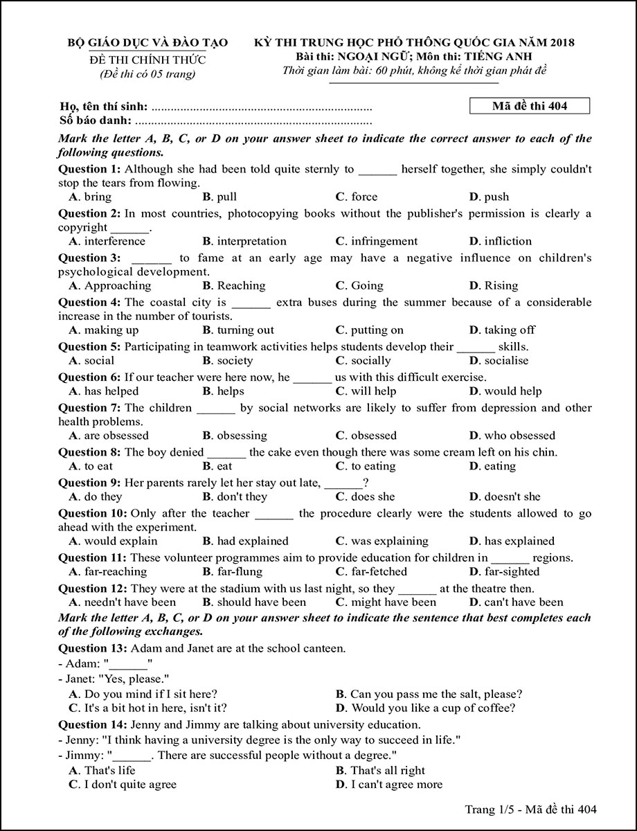 Mã đề 404 - Trang 1