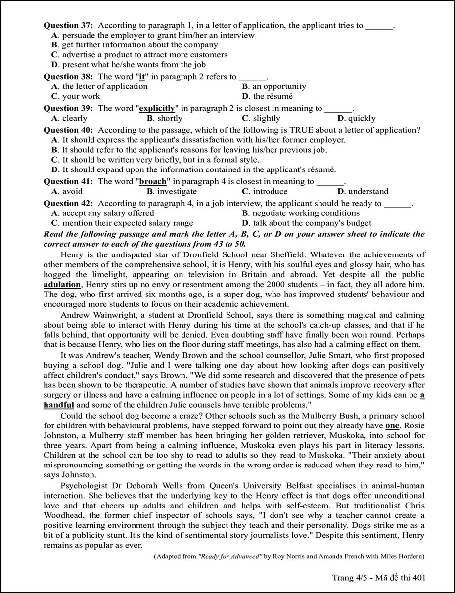 Mã đề 401 - Trang 4