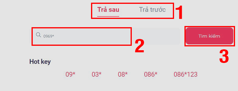 Nhập số bạn muốn mua vào ô Tìm kiếm số