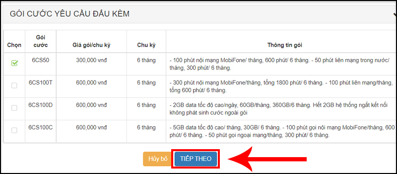 Nhấn nút TIẾP THEO để tiếp tục