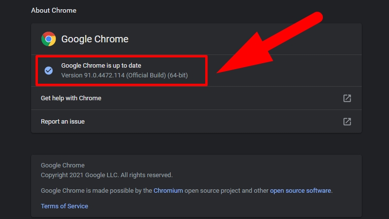 Kiểm tra bản cập nhật của Chrome