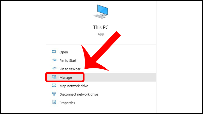Chọn mục quản lý để thiết lập