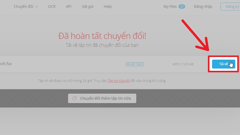 Tải về file FLAC đã chuyên đổi