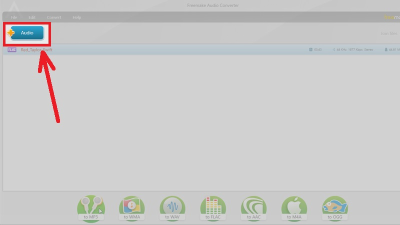 Mở phần mềm Freemake Audio Converter và chọn Audio để thêm file