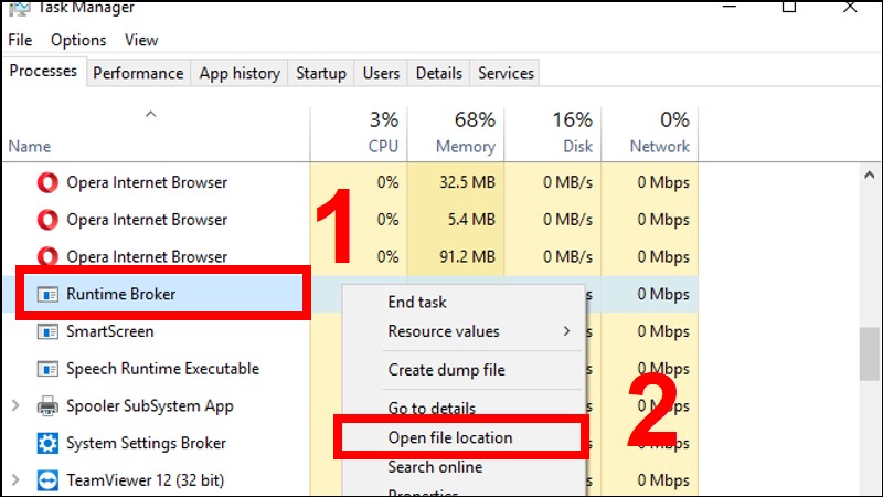 Chọn mục Open file location