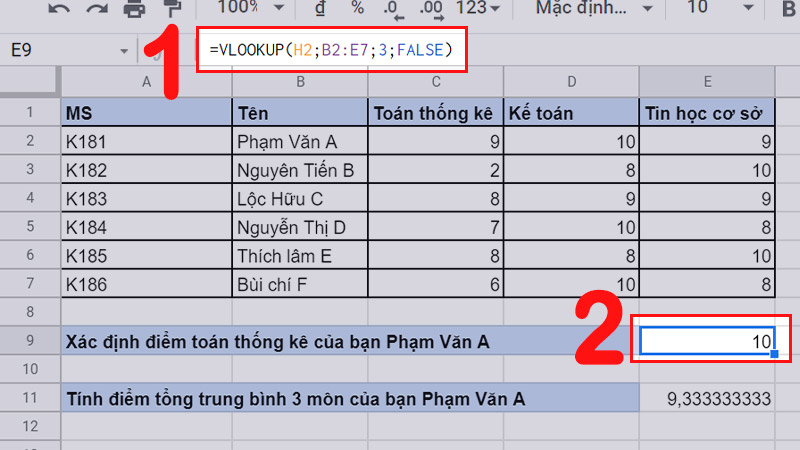 V&iacute; dụ h&agrave;m VLOOKUP
