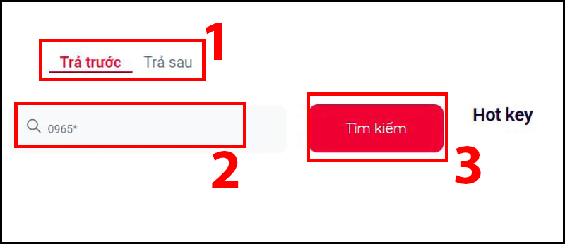 Nhập số SIM bạn muốn v&agrave;o thanh T&igrave;m kiếm số