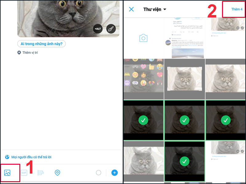 Bạn chỉ có thể chọn thêm tối đa 4 ảnh để đăng lên Twitter