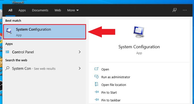 Mở System Configuration