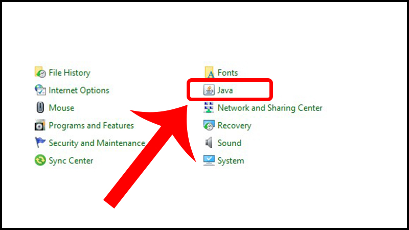 Java có xuất hiện trong Control Panel