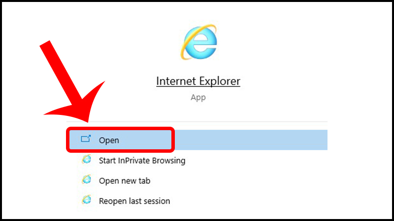 Mở Internet Explorer