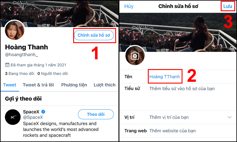 Đổi tên hiển thị nhanh chóng 