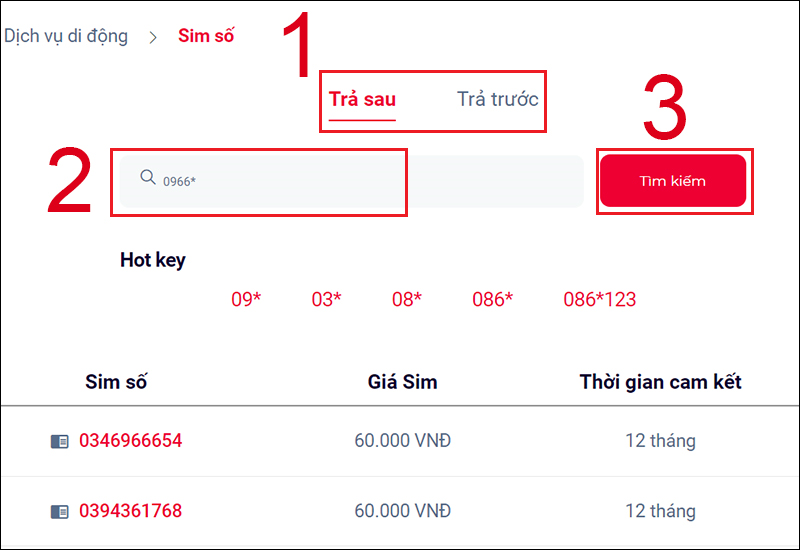 Tìm đầu số 0966 Viettel để mua