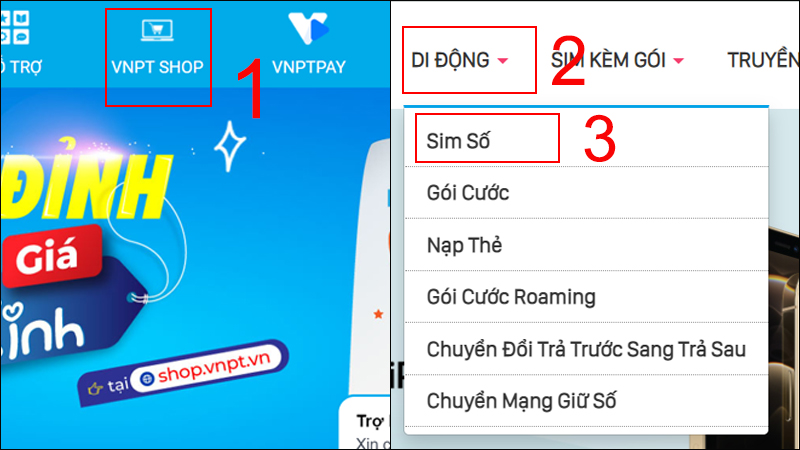 Truy cập vào website của Vinaphone