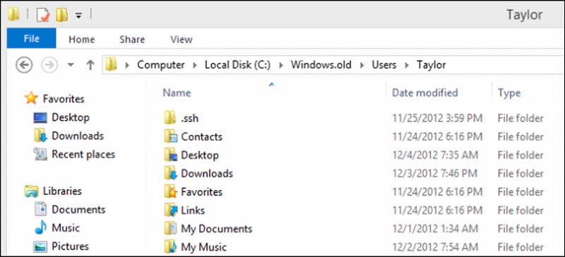 Bạn có thể khôi phục từng tệp riêng từ thư mục Windows.old