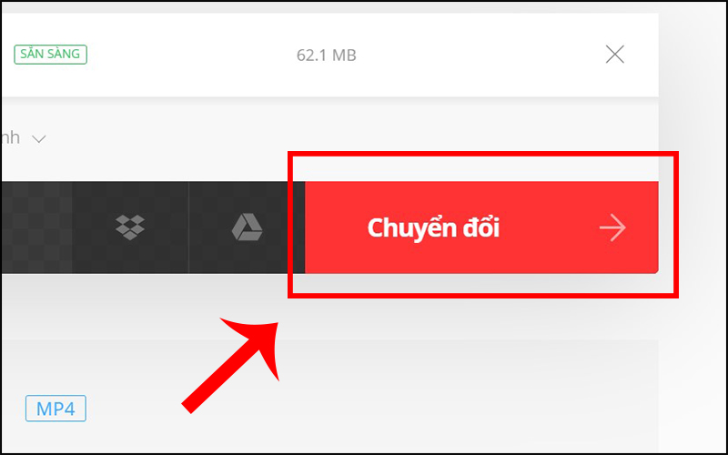 Chọn Chuyển đổi để tiến hành quá trình chuyển đuôi file