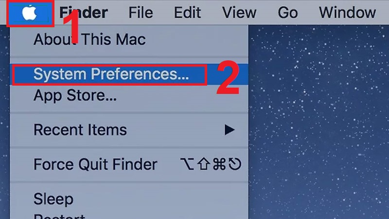 Trong trình đơn Apple nhấn là logo Apple và chọn System Preferences