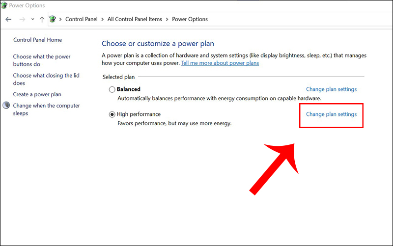 Chọn Change Plan Settings
