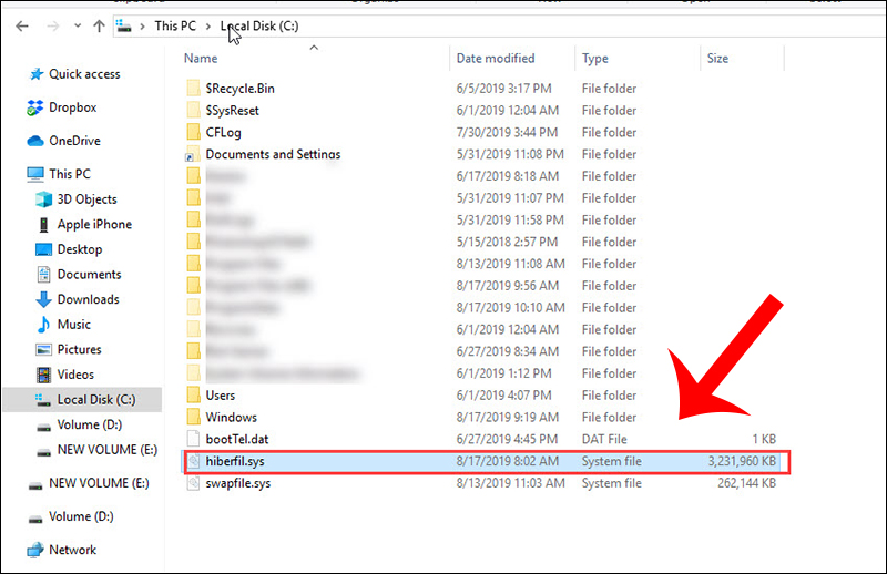 File Hiberfil.sys sẽ xuất hiện trên ổ đĩa C
