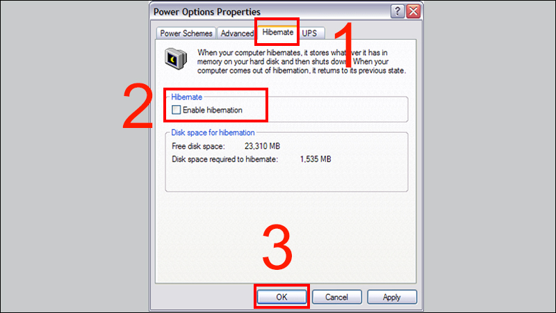 Kiểm tra file Hiberfi.sys trên Windows XP