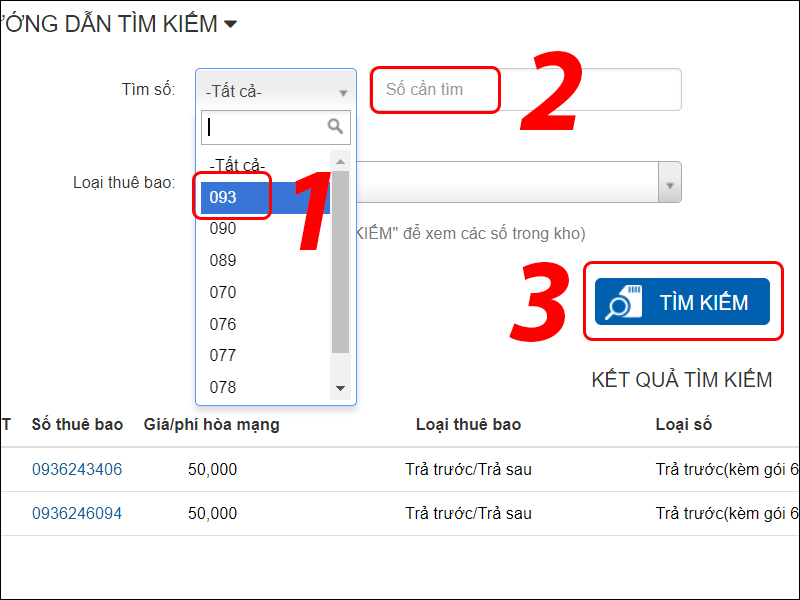 Tìm kiếm số điện thoại bắt đầu từ 0933