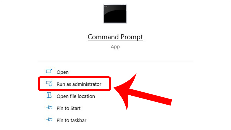 Chạy Command Prompt ở chế độ quản trị (admin)