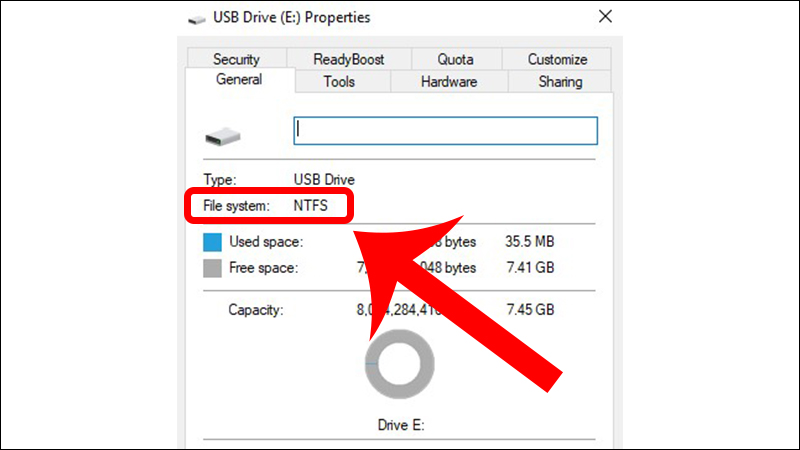 Khi này, định dạng đã được chuyển thành NTFS