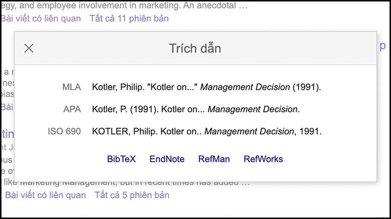 Google Scholar hỗ trợ bạn trích dẫn văn bản