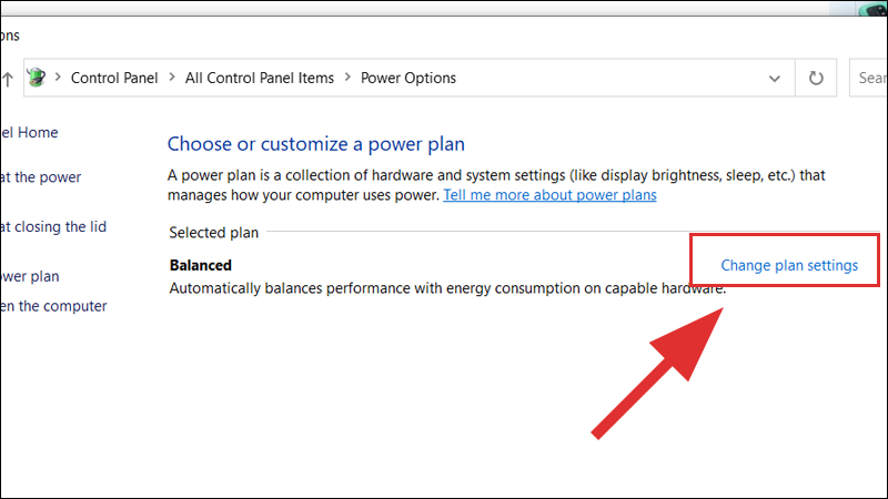 Chọn Change plan settings tại mục Selected plan