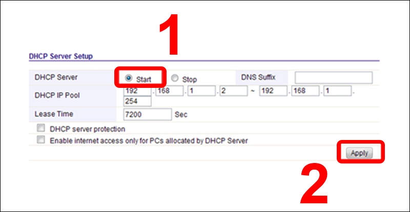 Khởi động DHCP để thiết lập