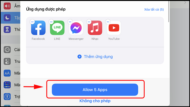 Xác nhận các ứng dụng vừa được thêm