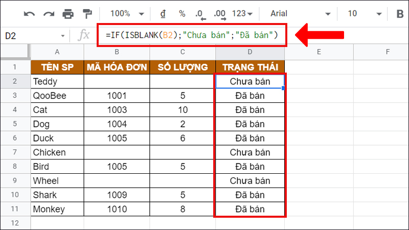 Hàm ISBLANK kết hợp với hàm IF