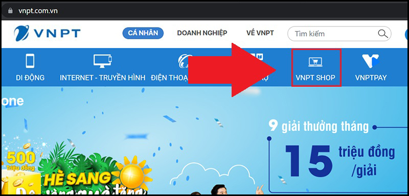 Vào mục VNPT SHOP