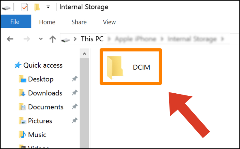 Tìm chọn thư mục DCIM trên thiết bị của bạn