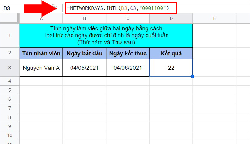 T&iacute;nh ng&agrave;y l&agrave;m việc với ng&agrave;y cuối tuần chỉ định