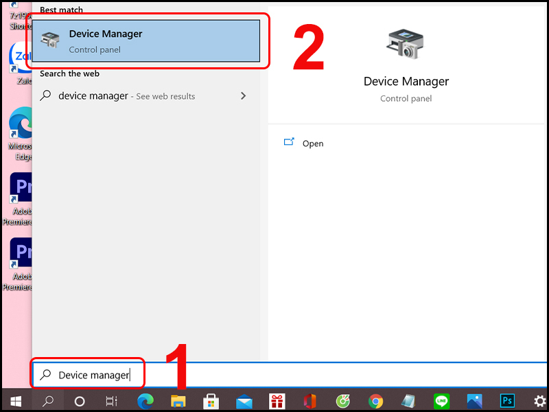 Mở Device Manager từ phím Windows