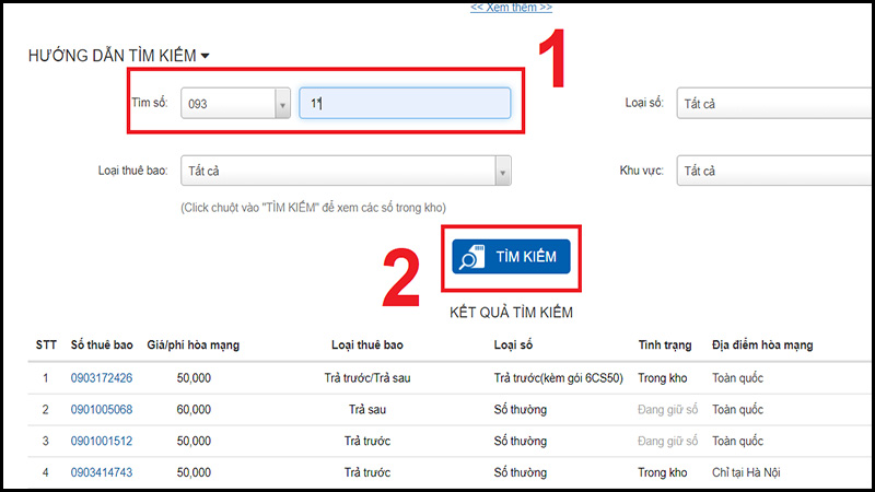Tìm SIM đầu số 0931