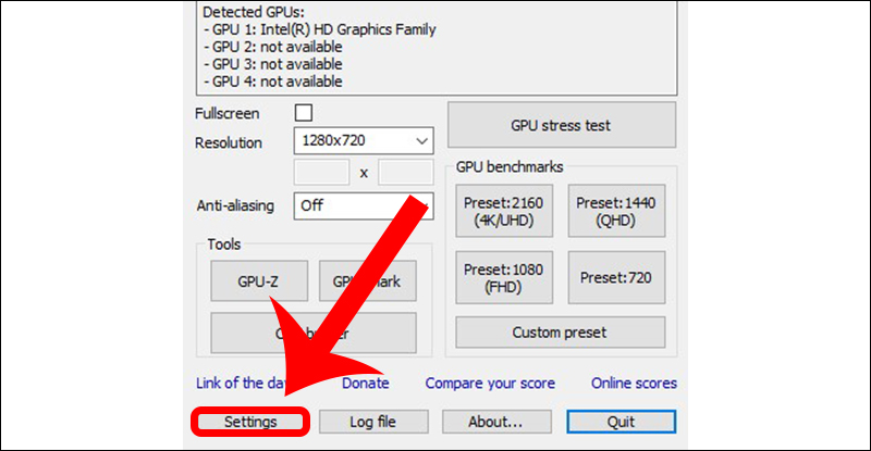 Truy cập Settings trước