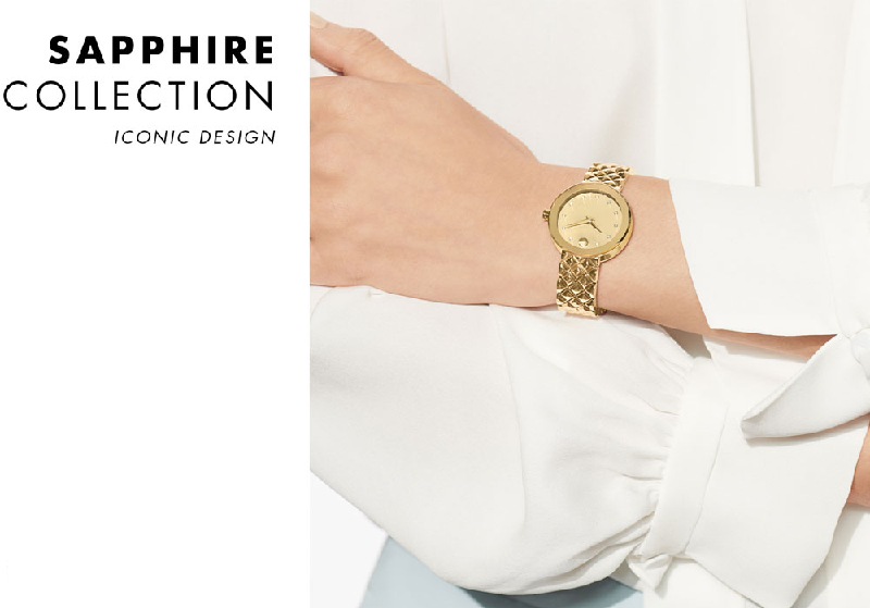 Đồng hồ Movado Sapphire mang thiết kế đơn giản, thanh lịch