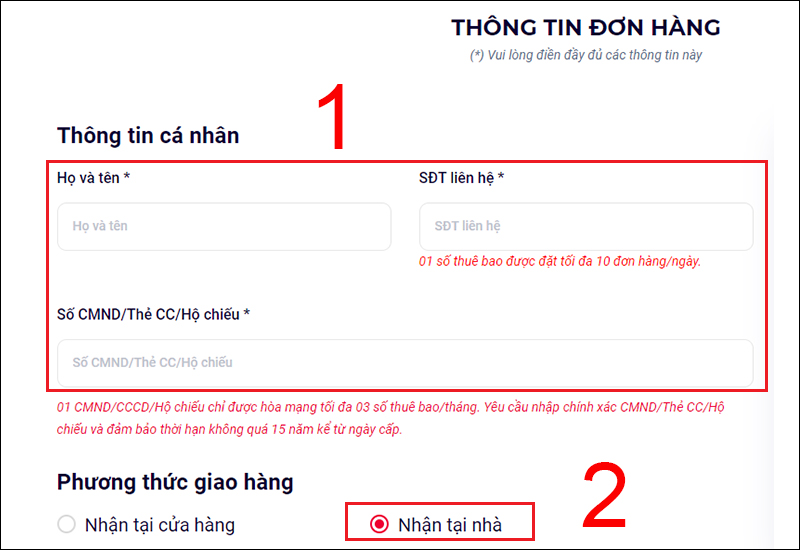 Hoàn thành thông tin cá nhân