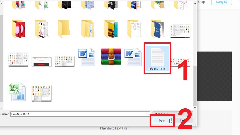 Chọn file TXT từ máy tính rồi nhấn Open