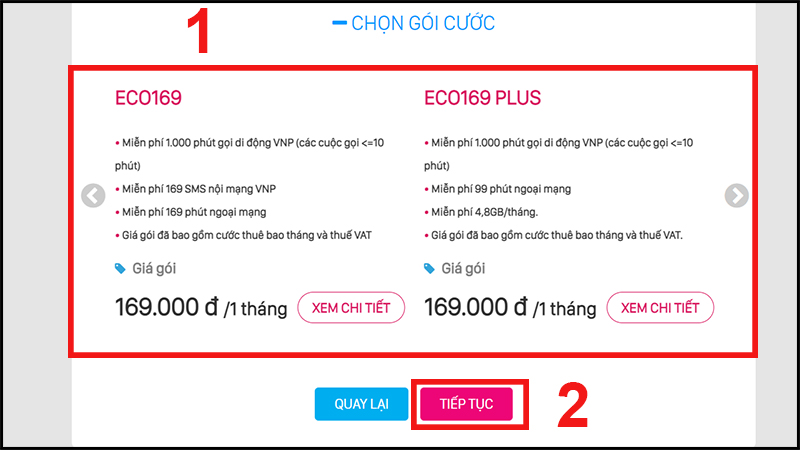 Chọn gói cước