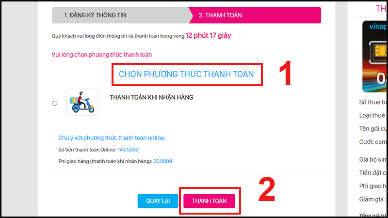 Chọn phương thức thanh toán