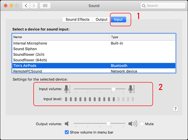 Kiểm tra phần Input