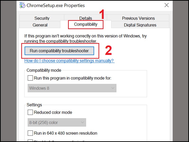 Chọn Run compatibility troubleshooter
